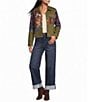 John Mark Petite Size Woven Embroidered Patchwork Floral Lining Point Collar Long Sleeve Button Front Jacket - Image 3