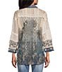 John Mark Petite Size Woven Lace Patchwork 3/4 Sleeve One Button-Front Jacket - Image 2