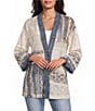 John Mark Petite Size Woven Lace Patchwork 3/4 Sleeve One Button-Front Jacket - Image 2