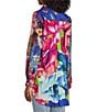 Color:Floral Multi - Image 5 - Petite Size Woven Mixed Floral Print Point Collar Roll-Tab Sleeve Button Front Tunic