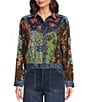 John Mark Petite Size Woven Multi Floral Print Point Collar Long Sleeve Button Front Jacket - Image 1
