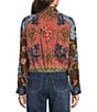 John Mark Petite Size Woven Multi Floral Print Point Collar Long Sleeve Button Front Jacket - Image 2