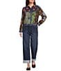 John Mark Petite Size Woven Multi Floral Print Point Collar Long Sleeve Button Front Jacket - Image 3