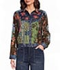 John Mark Petite Size Woven Multi Floral Print Point Collar Long Sleeve Button Front Jacket - Image 1