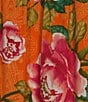John Mark Petite Size Woven Printed Split V-Neck 3/4 Sleeve Button-Front Blouse, Color:Orange Print - Image 4