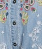 John Mark Petite Size Woven Paisley Embroidered Point Collar Long -Roll Tab Sleeve Button Front Tie Shirt - Image 5