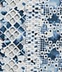 John Mark Plus Size Allover Embroidered Eyelet Printed Point Collar Long Roll-Tab Sleeve Button-Front Tunic, Color:Blue Print - Image 5