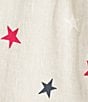 John Mark Plus Size Allover Embroidered Stars Wire Collar Long Roll-Tab Sleeve Button Front Tie Blouse, Color:Flax - Image 5