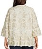 John Mark Plus Size Allover Floral Embroidered Spread Collar 3/4 Sleeve Peasant Top, Color:Ivory - Image 2