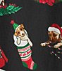 John Mark Plus Size Christmas Novelty Dog Print Wire Collar 3/4 Cinched Tie Sleeve Button Front Blouse, Color:Black - Image 6