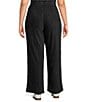 John Mark Plus Size Coordinating Ribbed Chenille Pull-On Wide-Leg Pants, Color:Black - Image 2