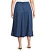 John Mark Plus Size Denim Bias Cut Midi Skirt - Image 2