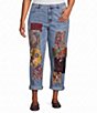 John Mark Plus Size Denim Multi Mix Matched Beaded Straight Leg Jeans - Image 1