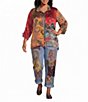 John Mark Plus Size Denim Multi Mix Matched Beaded Straight Leg Jeans - Image 3