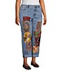John Mark Plus Size Denim Multi Mix Matched Beaded Straight Leg Jeans - Image 4