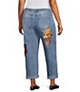 John Mark Plus Size Denim Multi Mix Matched Beaded Straight Leg Jeans - Image 5