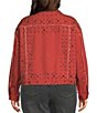 John Mark Plus Size Denim Stud Point Collar Long Sleeve Button Front Jacket - Image 2