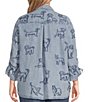 John Mark Plus Size Dog Embroidered Wire Collar 3/4 Cinched Sleeve Tunic - Image 2