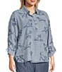 John Mark Plus Size Dog Embroidered Wire Collar 3/4 Cinched Sleeve Tunic - Image 3