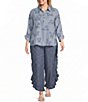 John Mark Plus Size Dog Embroidered Wire Collar 3/4 Cinched Sleeve Tunic - Image 4
