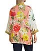 John Mark Plus Size Embroidered 3/4 Sleeve Floral Abstract Kimono, Color:Multi - Image 4