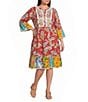 John Mark Plus Size Embroidered Allover Multi Floral Shift Dress - Image 1