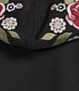 John Mark Plus Size Embroidered Beaded Long Sleeve Open-Front Hooded Cardigan, Color:Black - Image 6