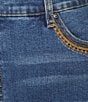 John Mark Plus Size Embroidered Front Slit Midi Denim Skirt, Color:Medium Denim - Image 6