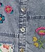 John Mark Plus Size Embroidered Patchwork Split V-Neck 3/4 Sleeve Button-Front Blouse - Image 4