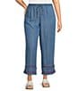 John Mark Plus Size Embroidered Wide Leg Pull-On Cropped Pants - Image 1