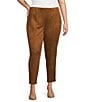 Color:Came - Image 1 - Plus Size Faux Suede Flat Front Slim Straight Pull-On Pants