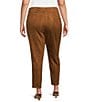 Color:Came - Image 2 - Plus Size Faux Suede Flat Front Slim Straight Pull-On Pants