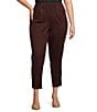Color:Wine - Image 1 - Plus Size Faux Suede Flat Front Slim Straight Pull-On Pants