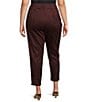 Color:Wine - Image 2 - Plus Size Faux Suede Flat Front Slim Straight Pull-On Pants