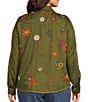 John Mark Plus Size Floral And Butterfly Point Collar Long Roll-Tab Sleeve Button Front Shirt - Image 2