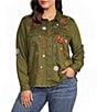 John Mark Plus Size Floral And Butterfly Point Collar Long Roll-Tab Sleeve Button Front Shirt - Image 1