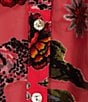 John Mark Plus Size Floral Cheetah Print Burnout Velvet Ruffled Round Neck Long Sleeve Button Front Blouse, Color:Red - Image 6