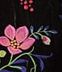 John Mark Plus Size Floral Embroidered Velvet Back Print Band Round Collar 3/4 Sleeve Tunic, Color:Black - Image 6