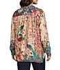 John Mark Plus Size Floral Multi Woven Point Collar Long Roll-Tab Sleeve Button Front Shirt, Color:Floral Multi - Image 5