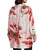 John Mark Plus Size Floral Wire Collar Long Roll-Tab Sleeve Hi-Low Hem Button-Front Tunic, Color:Pink Floral - Image 4