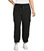 John Mark Plus Size Jogger Cargo Pants, Color:Black - Image 1