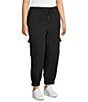 John Mark Plus Size Jogger Cargo Pants, Color:Black - Image 3