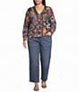 John Mark Plus Size Knit Allover Print V-Neck Long Sleeve Button Front Cardigan - Image 3