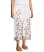 John Mark Plus Size Linen Blend Embroidered Floral Wide Leg Pull-On Pants - Image 3