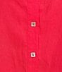 John Mark Plus Size Linen Wire Collar 3/4 Embroidered Eyelet Scallop Sleeve Button Front Shirt, Color:Vivid Red - Image 6
