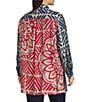 John Mark Plus Size Medallion Abstract Print Point Collar Long Roll-Tab Sleeve Button-Front Tunic, Color:Blue Print - Image 4