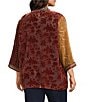 John Mark Plus Size Mix Burnout Rhinestone Detail Open Front 3/4 Sleeve Kimono, Color:Multi - Image 4