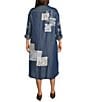 John Mark Plus Size Mixed-Media Embroidered Floral Eyelet Patchwork Button-Front Shirt Dress - Image 2