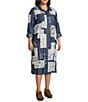 John Mark Plus Size Mixed-Media Embroidered Floral Eyelet Patchwork Button-Front Shirt Dress - Image 3