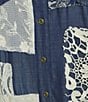 John Mark Plus Size Mixed-Media Embroidered Floral Eyelet Patchwork Button-Front Shirt Dress - Image 4